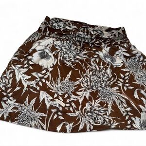 Express Brown and White Floral A-Line Skirt